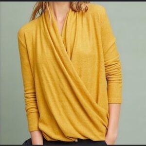 Anthropologie Pure+Good Cross Front Cozy Knit Top